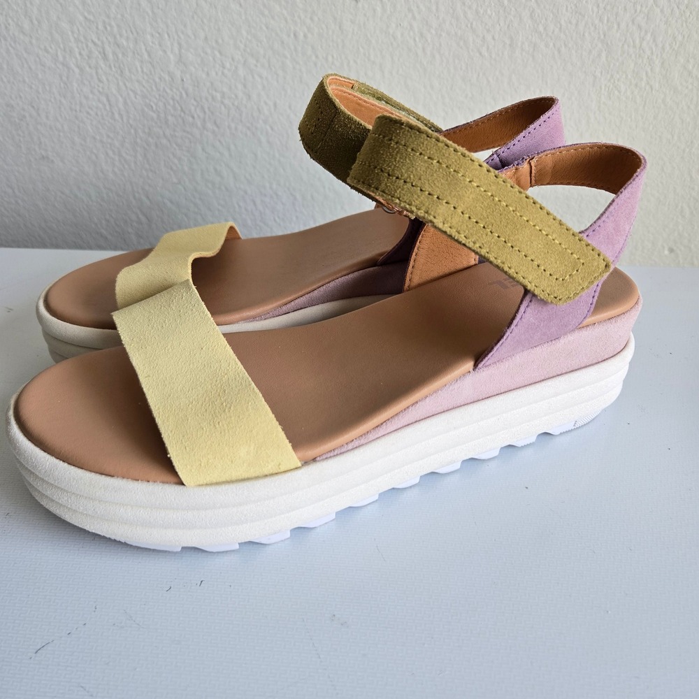Sorel Cameron Kinetic Impact Slingback Sandals Multi Color Suede Platform 8.5